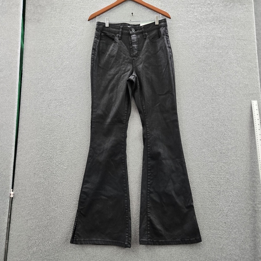 INC International Concepts Women Jeans 8 Black Denim Flare High Rise NWT
